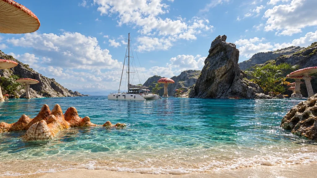 Cala fantástica · Unreal Engine · Fotograma del montaje de imágenes mejoradas