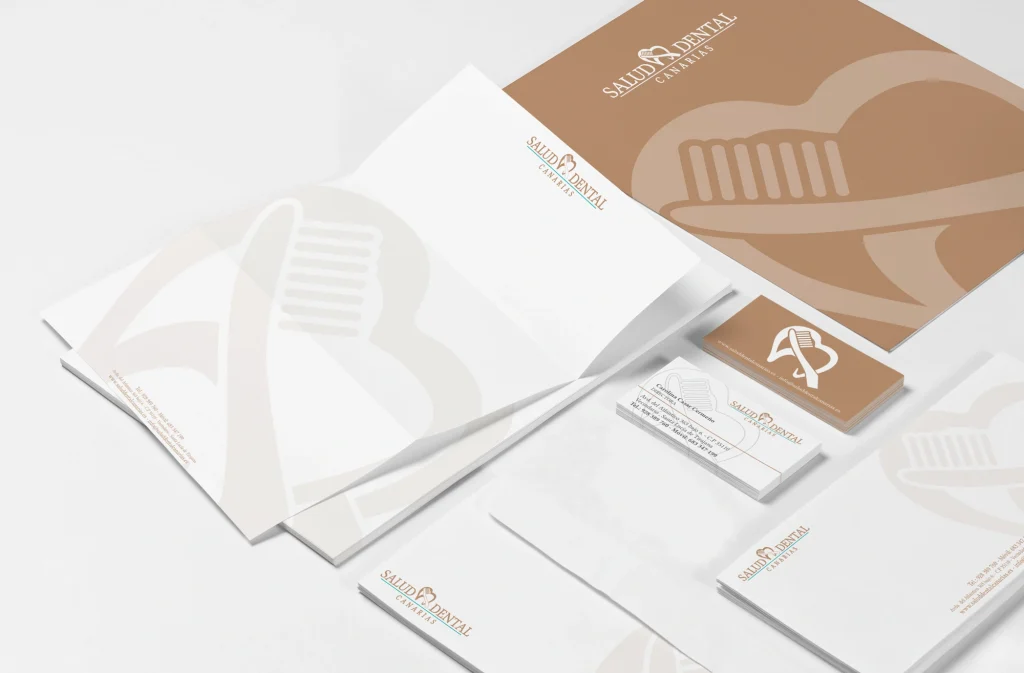Salud Dental Canarias · Conjunto de identidad y papelería