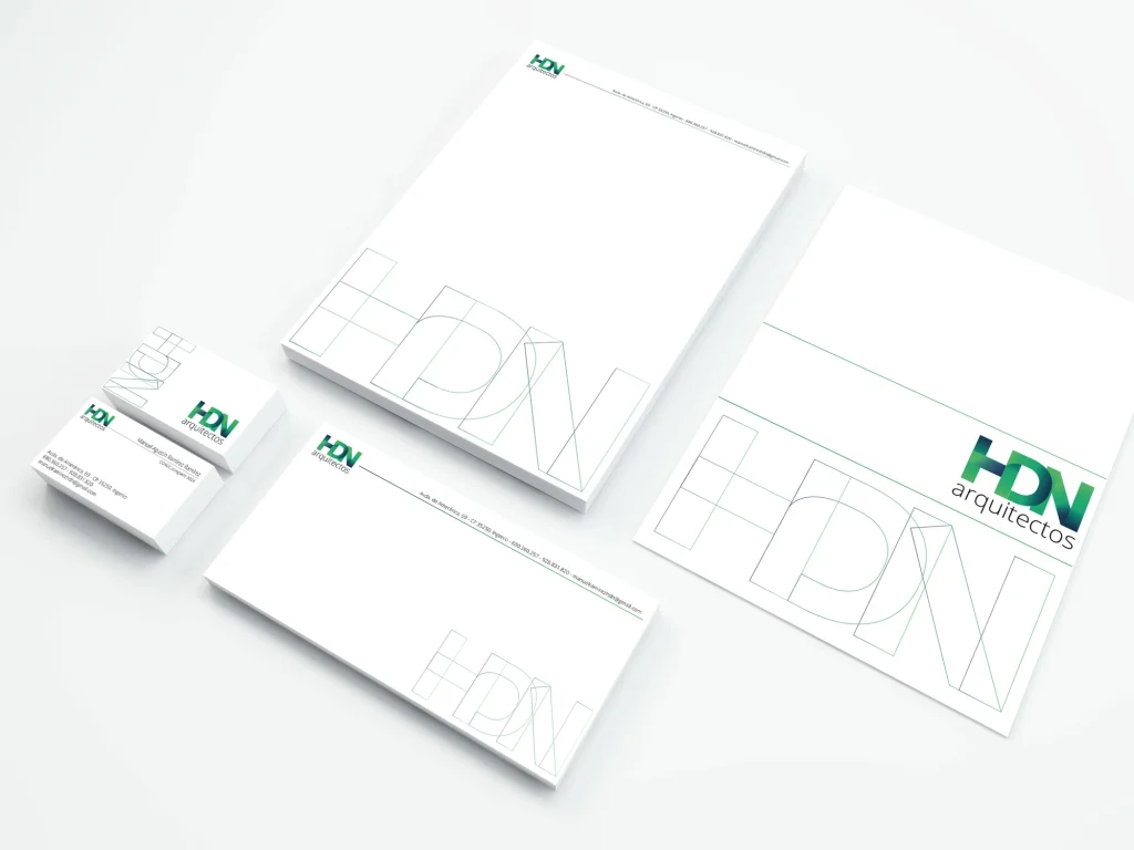 HDN Arquitectos · Conjunto de identidad y papelería