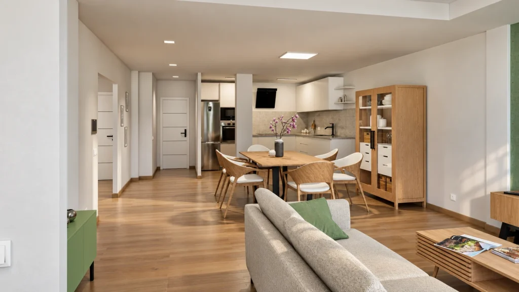 Vivienda en Arucas · Vista del espacio abierto · Postproducción asistida por IA