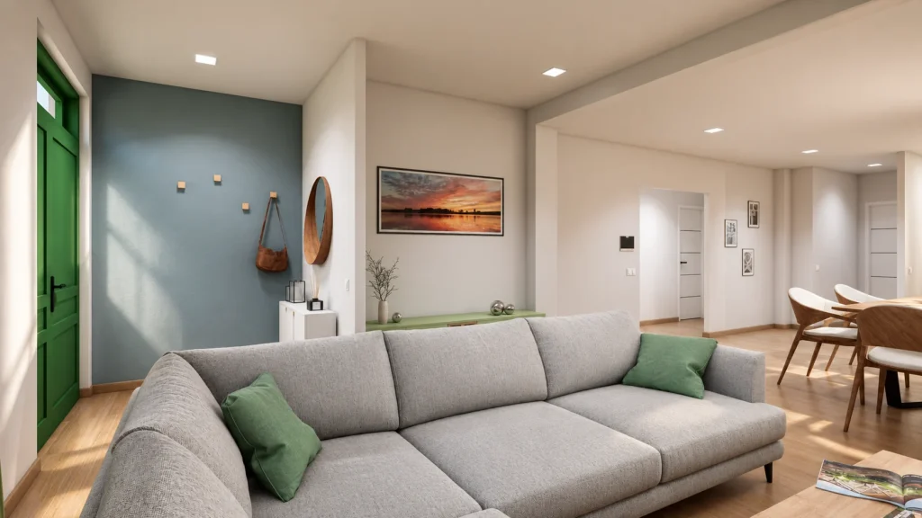 Vivienda en Arucas · Salón y recibidor · Postproducción asistida por IA