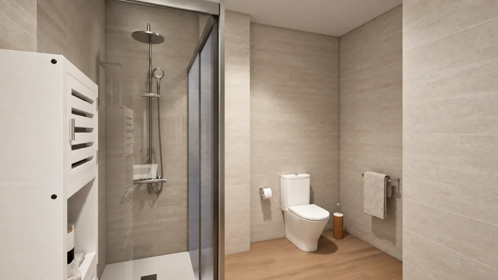 Vivienda en Arucas · Baño · ducha · Postproducción asistida por IA