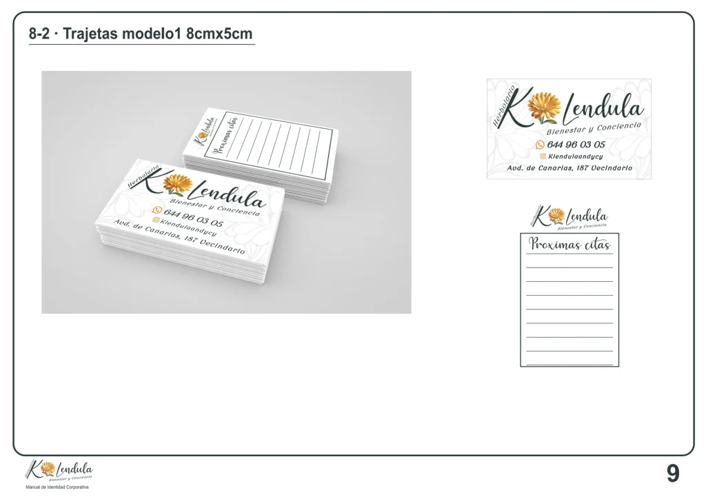 Kalendula · Tarjetas · Modelo 1
