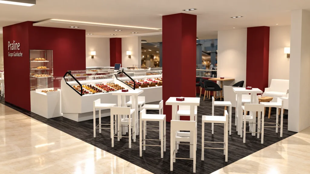 Pastelería Praliné · Interiorismo · Vista del acceso