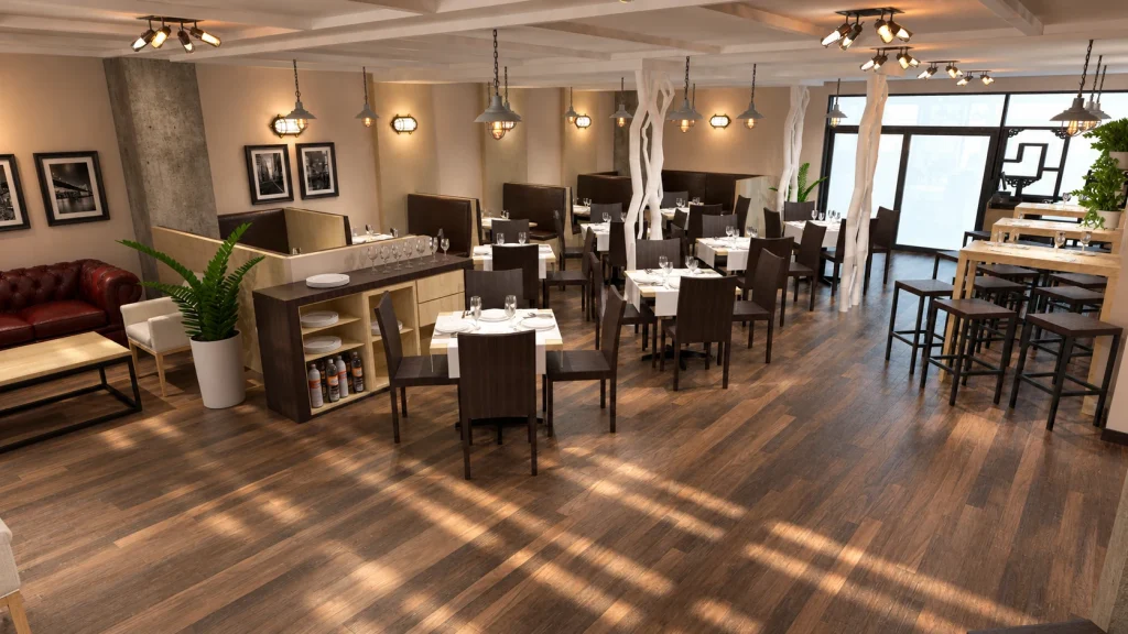 Restaurante · Interiorismo 3D · Vista general