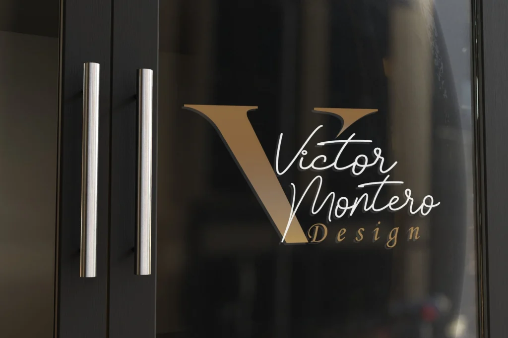 Víctor Montero Design · Marca aplicada sobre cristal